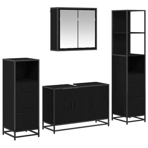 vidaXL Ensemble de mobilier de salle de bain 4 pcs Ch&ecirc;ne noir