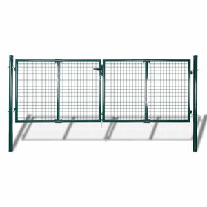 vidaXL Portail de cl&ocirc;ture en acier 300 x 125 cm vert