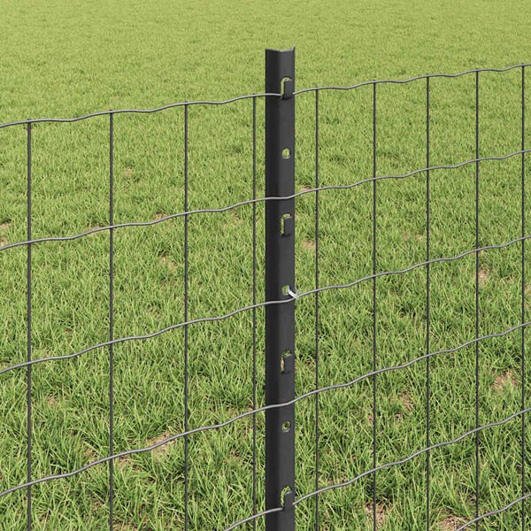 vidaXL Cl&ocirc;ture avec poteau Gris 0,6 x 50 m Acier et PVC