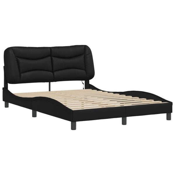 vidaXL Cadre de lit avec LED sans matelas Hvar noir 140x190 cm