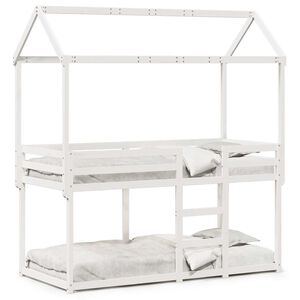 vidaXL Lit superpos&eacute; sans matelas blanc 90x190 cm bois de pin massif