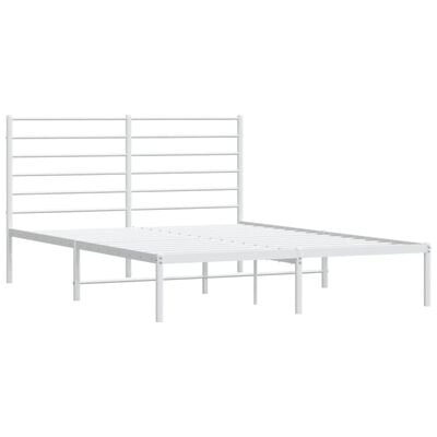 vidaXL Cadre de lit métal sans matelas et tête de lit blanc 140x190 cm