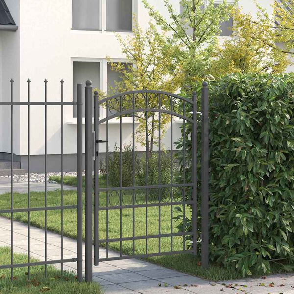 vidaXL Porte de Cl&ocirc;ture Gris 170 x 100 cm Acier peint par poudre