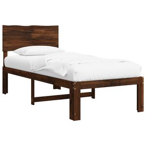 vidaXL Cadre de lit simple avec t&ecirc;te de lit ROSTOCK Marron fonc&eacute;
