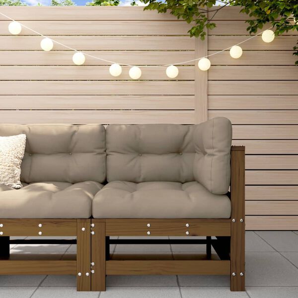 vidaXL Canap&eacute; d'angle de jardin marron miel bois de pin solide