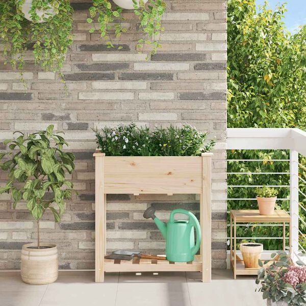 vidaXL Cache-pot de jardin avec étagère Beige 71 x 37 x 76,5 cm