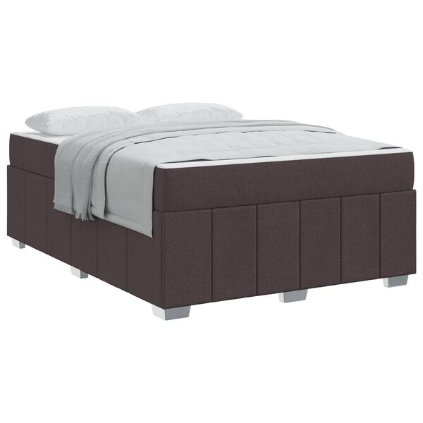 vidaXL Cadre de lit avec matelas Marron fonc&eacute; 160 x 200 cm tissu