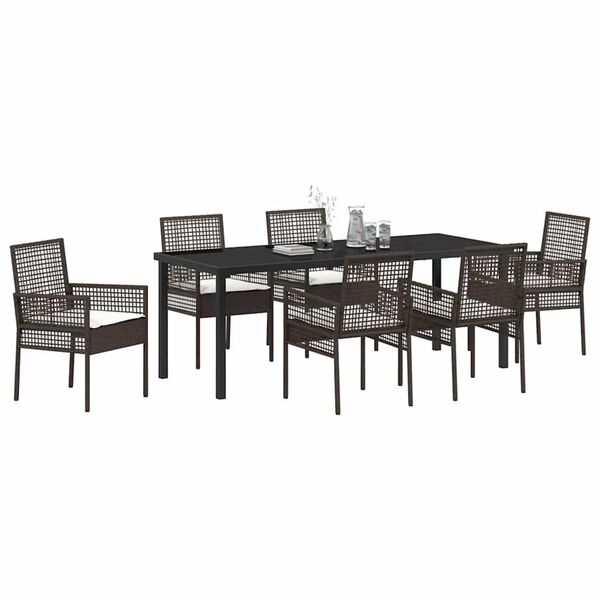 vidaXL Ensemble de salle &agrave; manger pour jardin 7 pcs Marron polyrotin