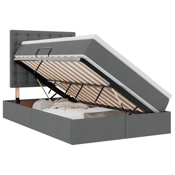 vidaXL Lit avec rangement et matelas Gris fonc&eacute; 120 x 190 cm tissu