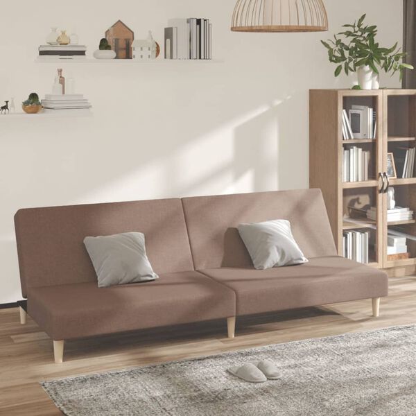 vidaXL Canap&eacute;-lit &agrave; 2 places Taupe Tissu