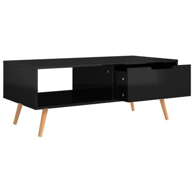 vidaXL Table basse Noir brillant 100x49,5x43 cm Bois d'ingénierie