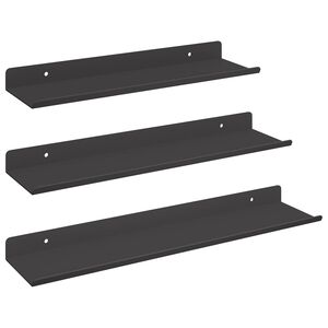 vidaXL &Eacute;tag&egrave;re Murale avec &eacute;tag&egrave;re 3 pcs Noir 80 x 9 x 2.5 cm
