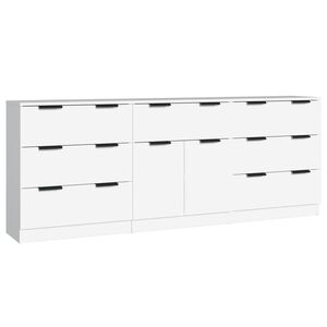 vidaXL Buffets 3 pcs Blanc Bois d'ing&eacute;nierie