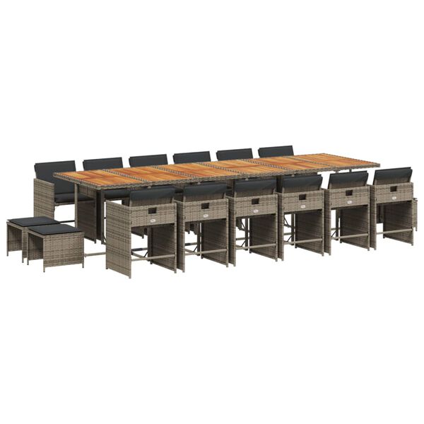 vidaXL Ensemble &agrave; manger de jardin 17 pcs et coussins r&eacute;sine tress&eacute;e