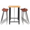 vidaXL Ensemble de bar 7 pcs Bois solide et cuir v&eacute;ritable