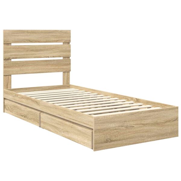 vidaXL Lit de Rangement Ch&ecirc;ne Sonoma 100 x 200 cm Bois d'ing&eacute;nierie