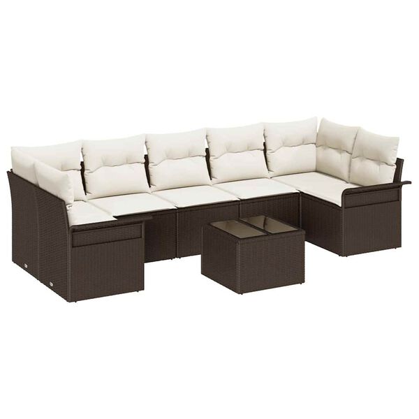 vidaXL Ensemble de canap&eacute; de jardin 8 pcs Marron polyrotin