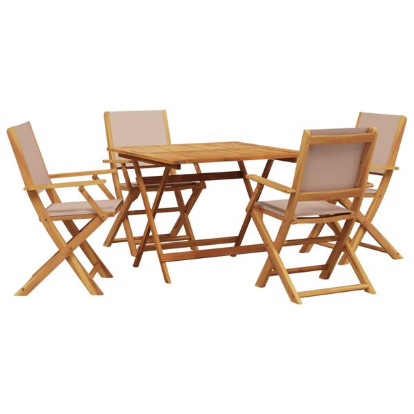 vidaXL Ensemble &agrave; manger de jardin 5 pcs taupe tissu et bois massif