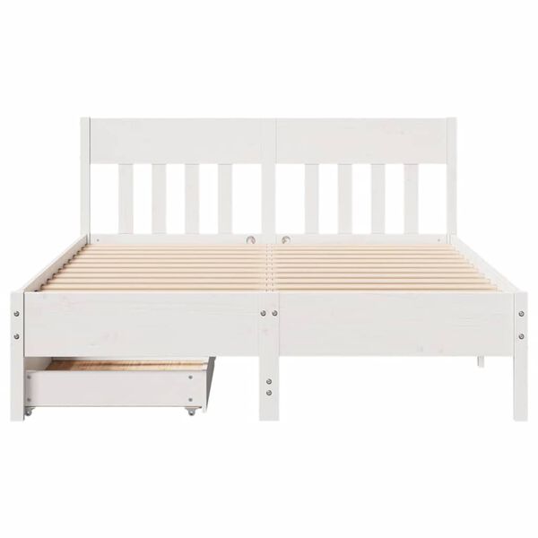 vidaXL Cadre de lit sans matelas blanc 140x190 cm bois de pin massif