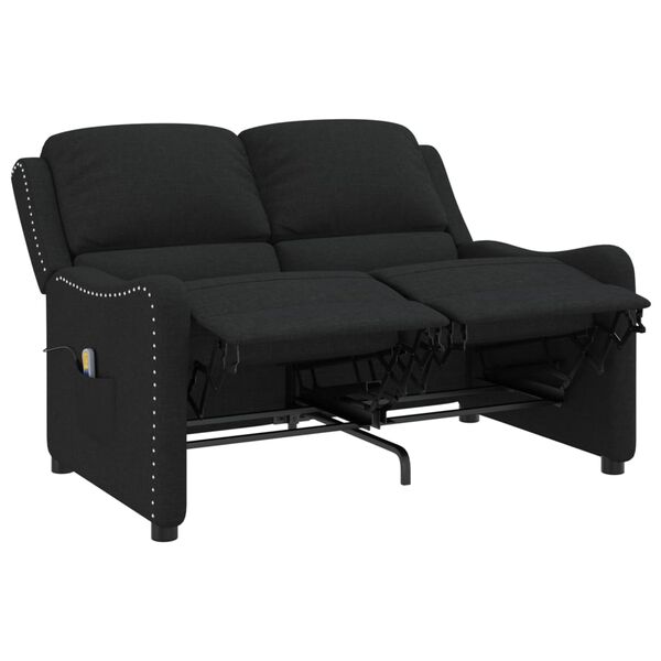 vidaXL Fauteuil de massage inclinable à 2 places noir tissu