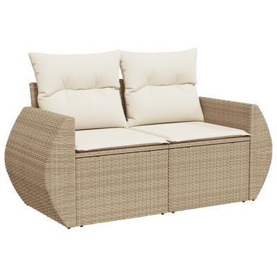 vidaXL Salon de jardin avec coussins 7 pcs beige résine tressée