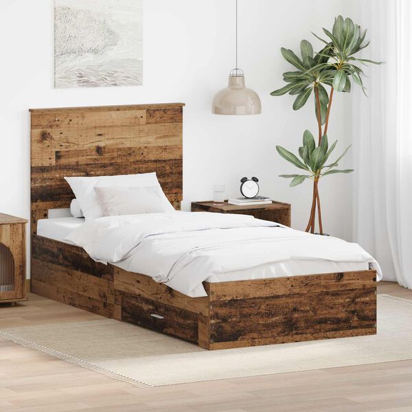 vidaXL Cadre de lit Bois ancien 90 x 200 cm Bois d'ing&eacute;nierie