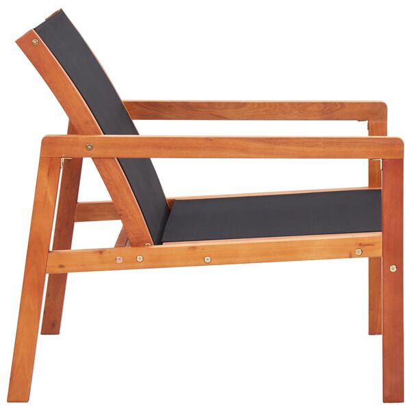 vidaXL Chaise de jardin Noir Bois d'eucalyptus solide et textil&egrave;ne
