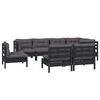 vidaXL Salon de jardin 8 pcs avec coussins Noir Bois de pin massif