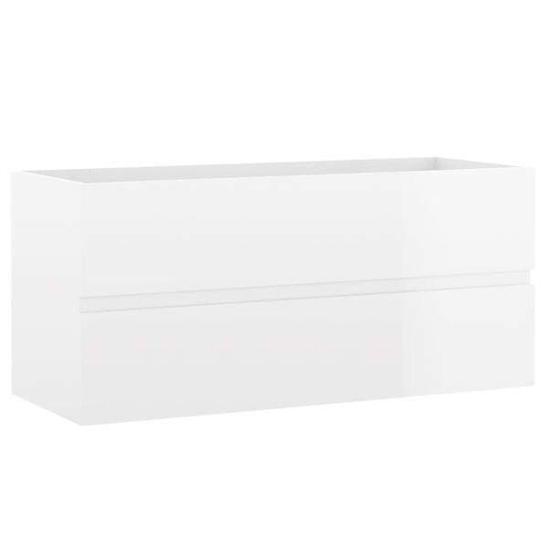 vidaXL Armoire d'&eacute;vier avec lavabo int&eacute;gr&eacute; Blanc brillant Agglom&eacute;r&eacute;