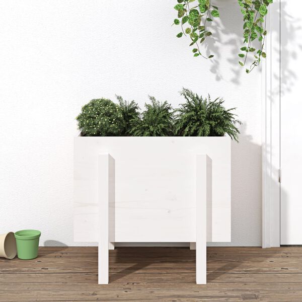 vidaXL Jardini&egrave;re blanc 62x50x57 cm bois massif de pin