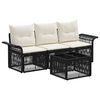 vidaXL Ensemble de canap&eacute; de jardin 4 pc Noir polyrotin