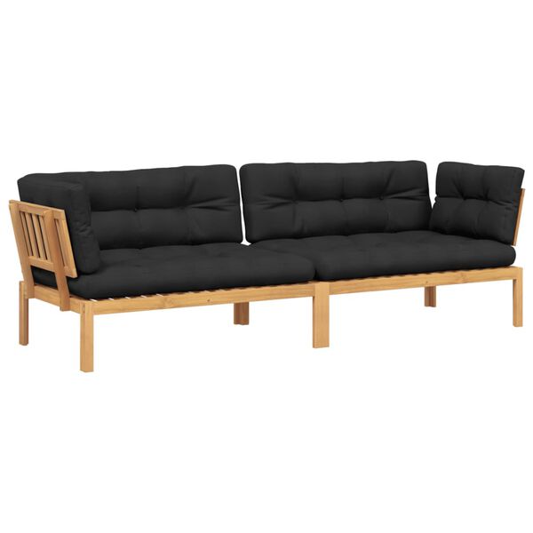 vidaXL Canap&eacute;s d'angle palette de jardin 2 pcs et coussins bois acacia