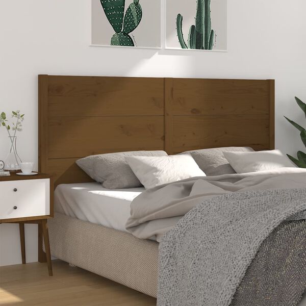 vidaXL T&ecirc;te de lit Marron miel 126x4x100 cm Bois massif de pin