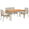 vidaXL Ensemble &agrave; manger de jardin coussins 4 pcs beige r&eacute;sine tress&eacute;e