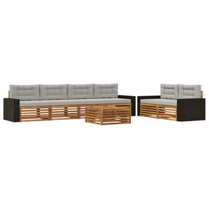 vidaXL Ensemble de canap&eacute;s d'ext&eacute;rieur 7 pc Naturel et gris clair