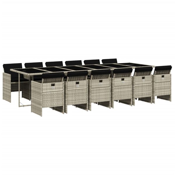 vidaXL Ensemble &agrave; manger de jardin et coussins 13 pcs gris clair rotin