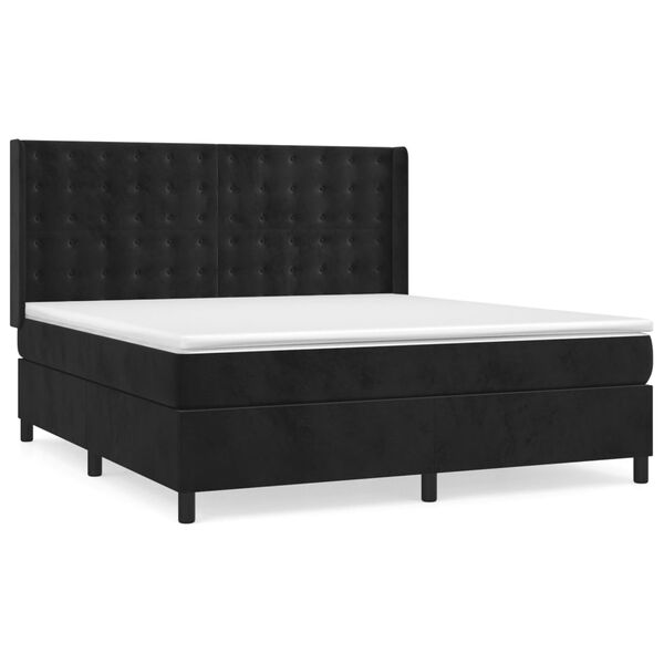 vidaXL Sommier &agrave; lattes de lit et matelas Noir 160x200 cm Velours