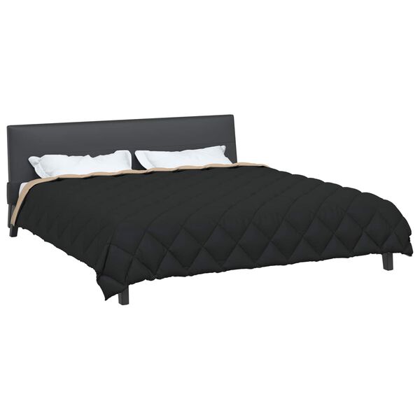 vidaXL Duvet d'hiver Noir et Taupe 240 x 260 cm Microfibre