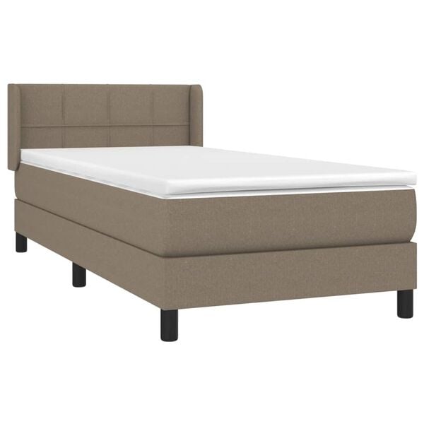 vidaXL Sommier &agrave; lattes de lit avec matelas Taupe 90x190 cm Tissu