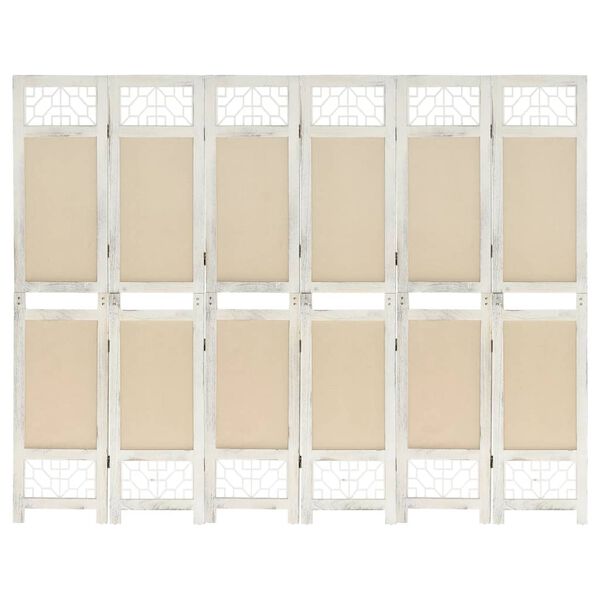 vidaXL Cloison de s&eacute;paration 6 panneaux Cr&egrave;me 210x165 cm Tissu