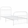 vidaXL Cadre de lit m&eacute;tal sans matelas avec pied de lit blanc 90x190cm