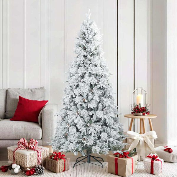 vidaXL Sapin de Noël artificiel à branches pliantes, duveteux de neige
