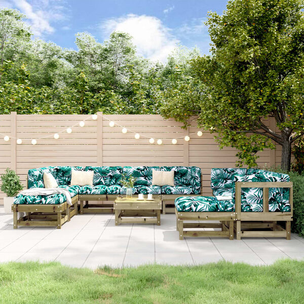 vidaXL Salon de jardin 11 pcs bois de pin impr&eacute;gn&eacute;