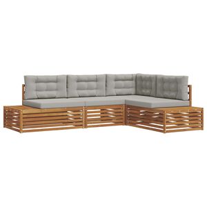 vidaXL 5 pc Ensemble de canap&eacute;s d'ext&eacute;rieur Gris Naturel et Clair