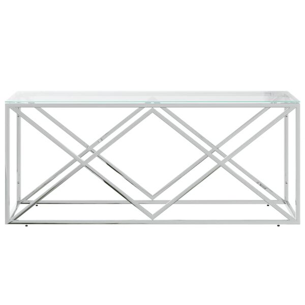 vidaXL Table basse 110x45x45 cm acier inoxydable et verre