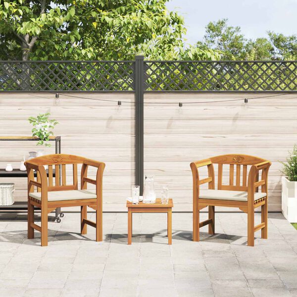 vidaXL Ensemble de salon Rose de jardin 3 pcs Bois d'Acacia Massif