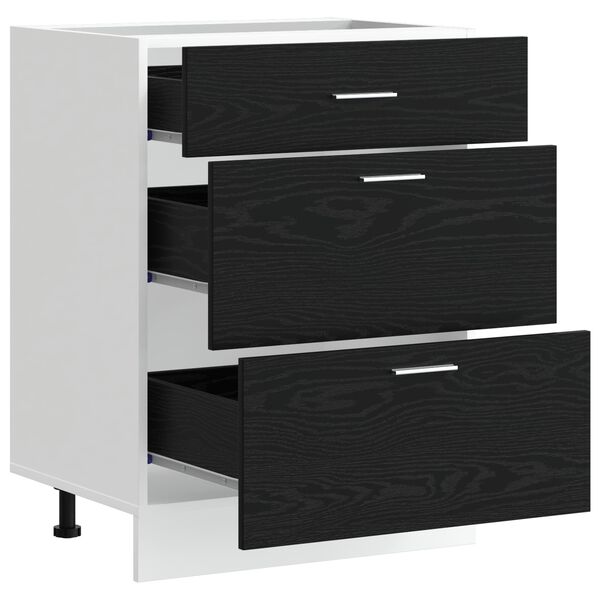 vidaXL Meuble de cuisine bas avec tiroir Ch&ecirc;ne noir 60 x 46 x 81,5 cm