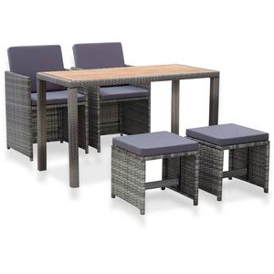 vidaXL Ensemble &agrave; manger d'ext&eacute;rieur 5pcs Rotin bois acacia Anthracite