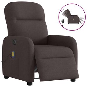 vidaXL Fauteuil de massage inclinable &eacute;lectrique Marron fonc&eacute; Tissu