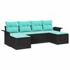 vidaXL Ensemble de canap&eacute; de jardin avec coussin 6 pcs Noir polyrotin